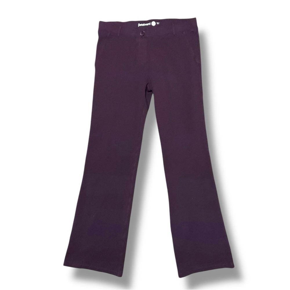 🔥 Betabrand Women’s Dress Yoga Pants 👖 Size L Long Purple Stretch Flare